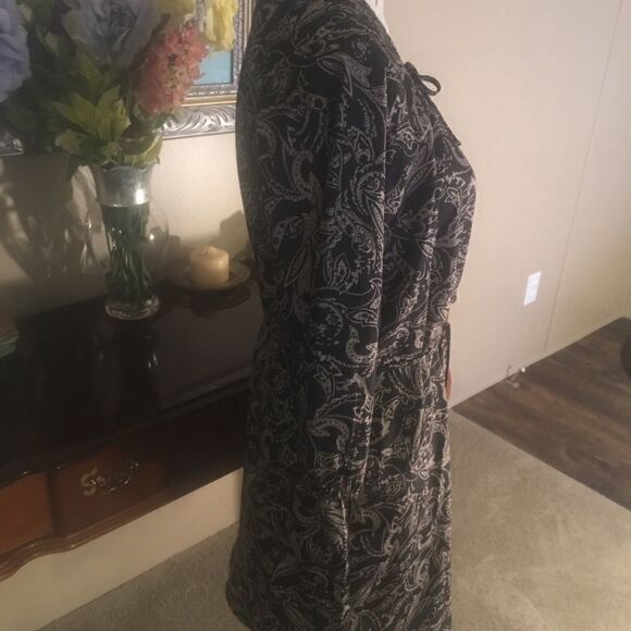 Gap Black Tan Flowers Dress Tie Front Small - Picture 6 of 10